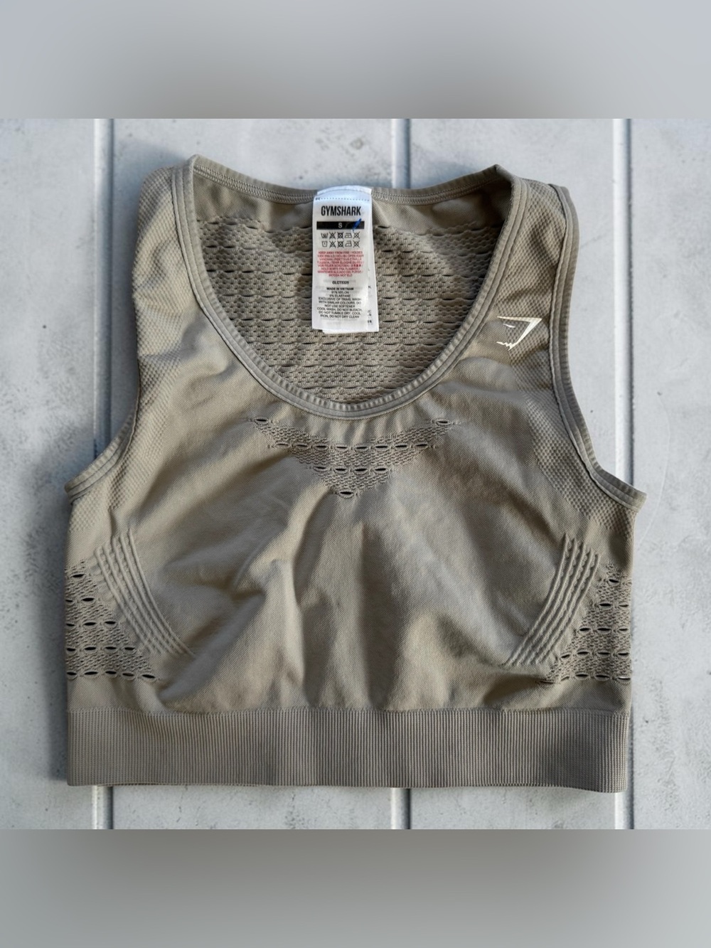 NWOT Gymshark Energy Seamless Beige Taupe Gym Crossfit Workout Crop Top Women S